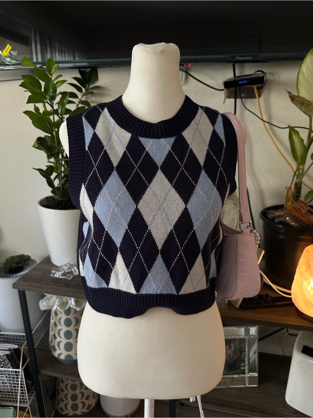 Y2K Cropped Argyle Sweater Vest H&M